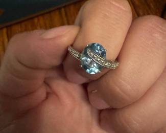 Oval Aquamarine and Diamond Ring in White Gold