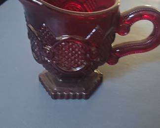 Avon 1876 Cape Cod Collection Ruby Red Glass Creamer Pitcher