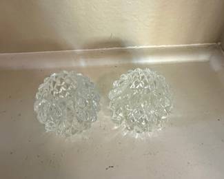 Set of 2 Vintage Orrefors "Raspberry" Crystal Votive Candle Holders