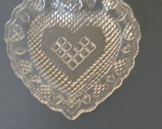 Heart-Shaped Pressed Glass Relish Dish