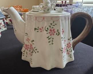 Andrea By Sadek Ceramic Teapot with Miniature Tea Set