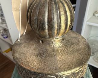 Vintage Teal Blown Glass Swag Lamp