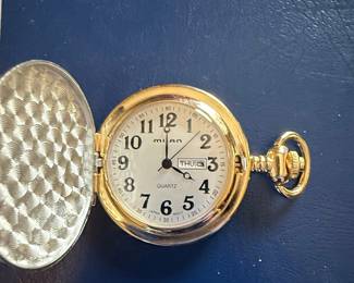 Milan Quartz Pocket Watch with Train Motif
