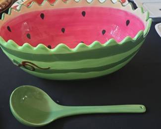 Watermelon Ceramic Serving Bowl with Spoon