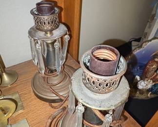 Pair of Vintage Crystal and Brass Table Lamps