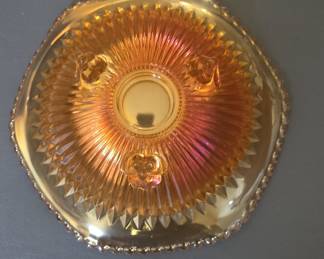 Imperial Marigold Carnival Glass "Shell & Sand" Pattern Footed Bowl