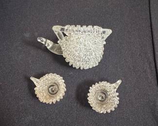 Vintage Clear Hobnail Glass Teapot and Creamer Set