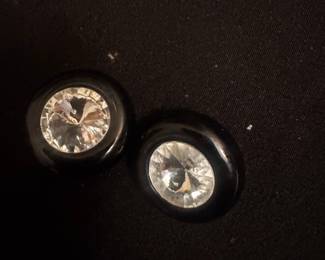 Large Rhinestone Button Earrings