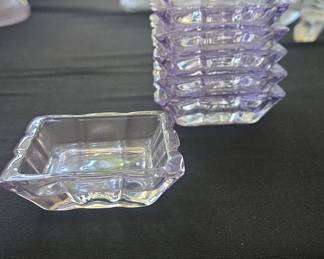 Vintage Purple Glass Square Dishes (Set of 6)