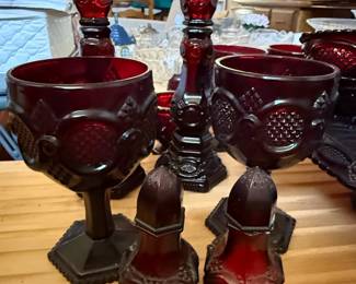 Avon 1876 Cape Cod Ruby Red Glassware Set