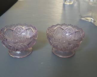Amethyst Glass Pedestal Bowls