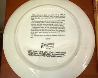Hopalong Cassidy Commemorative Plate - William Boyd