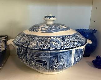 Liberty Blue "Boston Tea Party" Covered Tureen