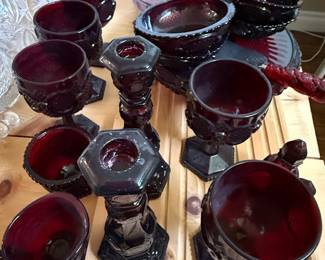 Avon 1876 Cape Cod Ruby Red Glassware Set