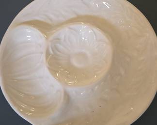 White Ceramic Appetizer Plate with Center Dip Bowl