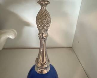 Vintage Avon Cobalt Blue Glass Bell Perfume Bottle with Pineapple Finial