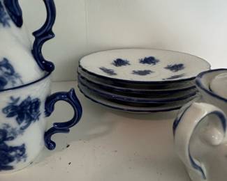 Blue and White Floral Porcelain Tea Set
