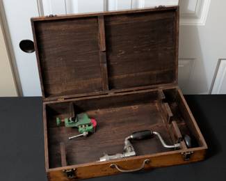Stanley "SW" Hand Brace and Machinist Vise Set in Wooden Case