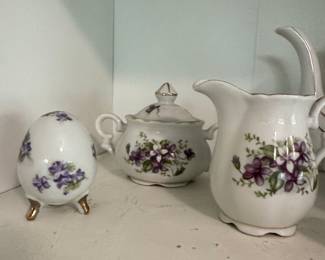 Saji Fancy China Tea Set with Violet Pattern
