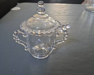 Imperial Glass Candlewick Sugar Bowl with Lid and Spoon