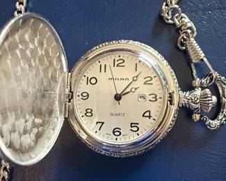 Milan Quartz Pocket Watch with Embossed Vintage Truck Design