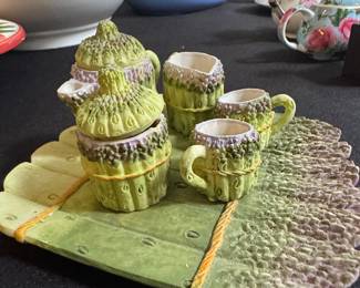 Miniature "Corn Cob" Tea Set with Tray