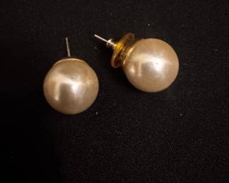 Faux Pearl and Gold-Tone Stud Earrings