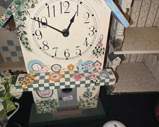 Allen Designs "Garden Cottage" Hand-Painted Decorative Clock