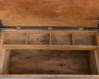 Antique Wooden Desk Box / Chest with Divided Interior