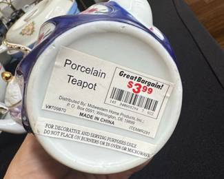 Porcelain Teapot with Blue Floral Design