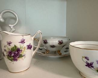 Saji Fancy China Tea Set with Violet Pattern