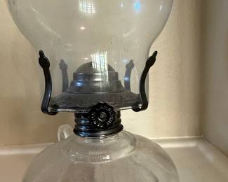 Antique Kerosene Oil Lamp with Clear Glass Font and Hurricane Shade