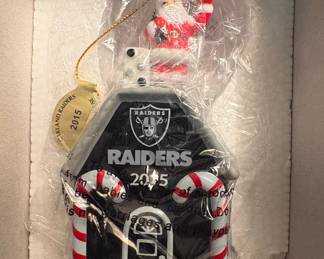 Oakland Raiders 2015 Santa Gingerbread House Christmas Ornament