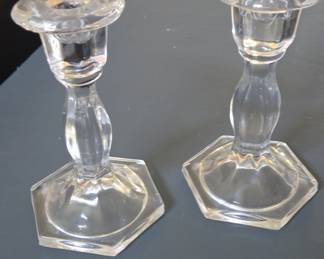 Pair of Crystal Glass Candlesticks
