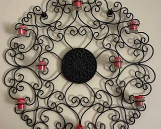 Wrought Iron Scrollwork Candle Holder Wall Sconce