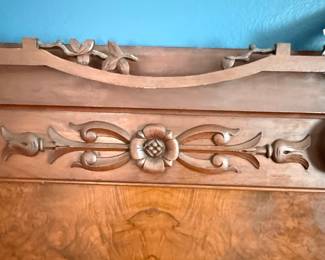 Antique Victorian Burled Walnut Full Size Bed Frame