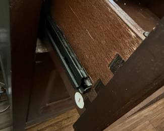 Dark Wood Nightstand with Drawer and Cabinet