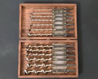 Antique IRWIN Auger Bit Set in Wooden Box