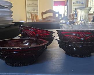 Avon 1876 Cape Cod Ruby Red Glass Berry Bowls