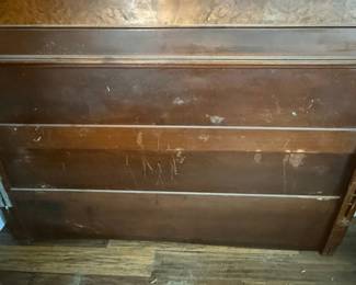 Antique Eastlake Victorian Walnut Burl Full Size Bed Frame