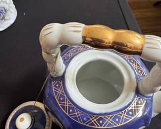 Porcelain Teapot with Blue Floral Design