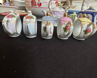 Cracker Barrel Miniature Teapot Napkin Rings Set