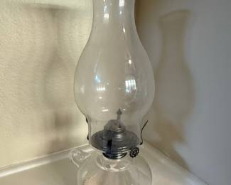 Antique Kerosene Oil Lamp with Clear Glass Font and Hurricane Shade