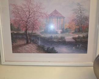 Framed Print of a Gazebo and Pond by Thomas Kinkade