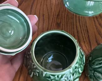 Bordallo Pinheiro Green Bunny and Carrot Ceramic Sugar Bowl and Creamer Set with Cake Stand