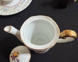 Vintage Pink Rose Teapot with Gold Trim