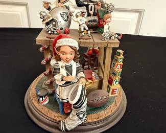 Las Vegas Raiders Christmas Village Scene Figurine