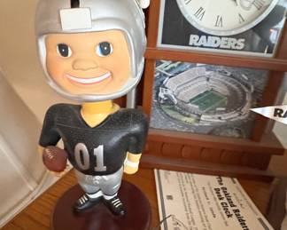 Danbury Mint Oakland Raiders "The Oakland Raiders Desk Clock" Bobblehead and Clock Set
