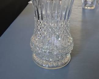 Pressed Glass Vase with Diamond and Fluted Pattern