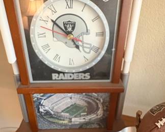 Oakland Raiders Football Helmet Mantel Clock